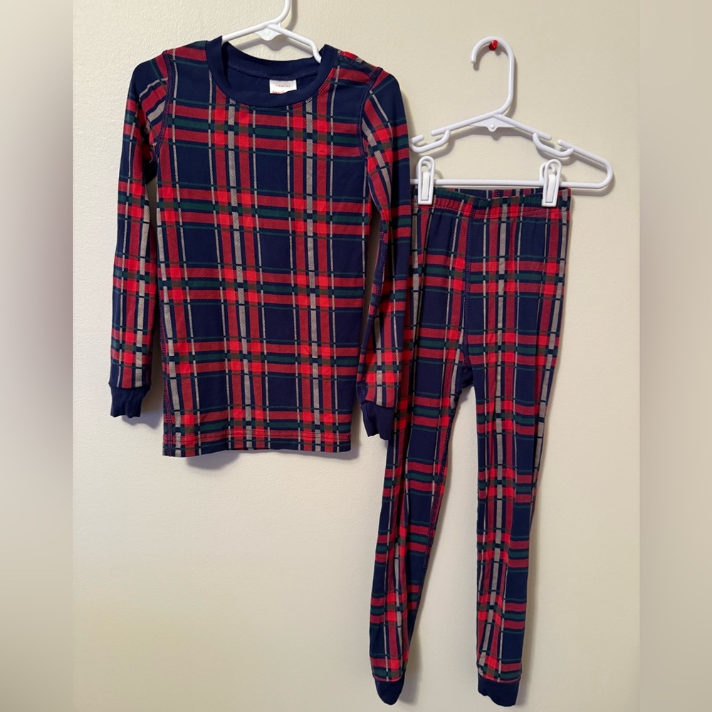 Hanna Andersson Plaid Kids Pajamas Set - Red and Navy